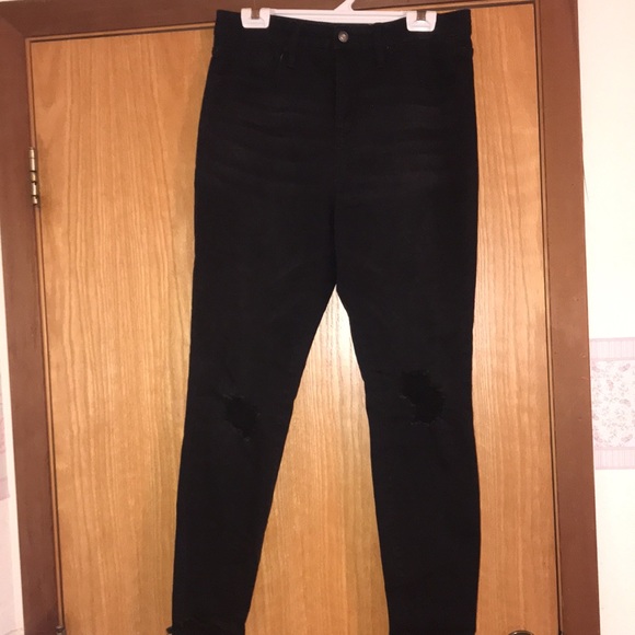 Wild fable Black high rise skinny jeans distressed pockets zipper size 10 - Picture 8 of 11